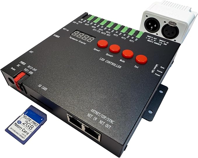 CANRIA K8MINI ARTNET+DMX Console LED Pixel Controller, for SPI-TTL LED Light, Online Offline, Addressable Programmable, 2G SD Card With 96 Program Modes and Offline Software.