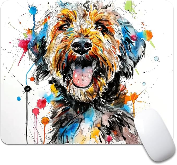 A Dog with Messy Drawings Square Mouse pad, Texture, Waterproof, Anti Slip Rubber Base, Computer Mouse pad, Laptop Mouse pad