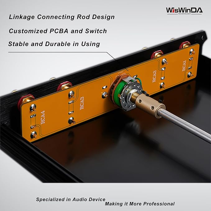 4-in 1-Out Pro RCA Audio Switch Box Audio Converter 4 Channels 1-in 4-Out HiFi Stereo Passive Audio Selector Switcher Box Aluminum Shell Quality RCA Connectors (4-IN-1-OUT)
