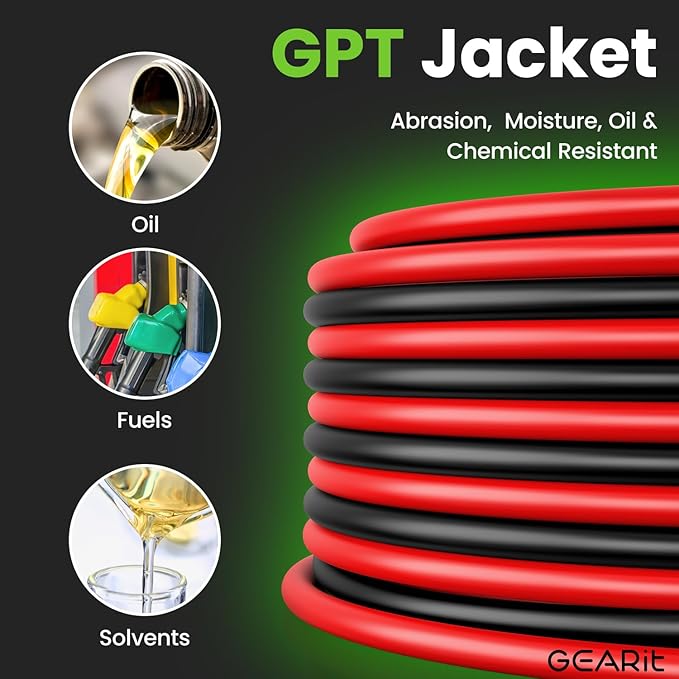 GEARit 16 Gauge Wire (200ft - Black/Red) GPT Automotive Primary Bonded Wire -2 Conductor CCA - for Car Audio, Speaker, Trailer Harness, Electrical - 200 Feet Total 16ga awg