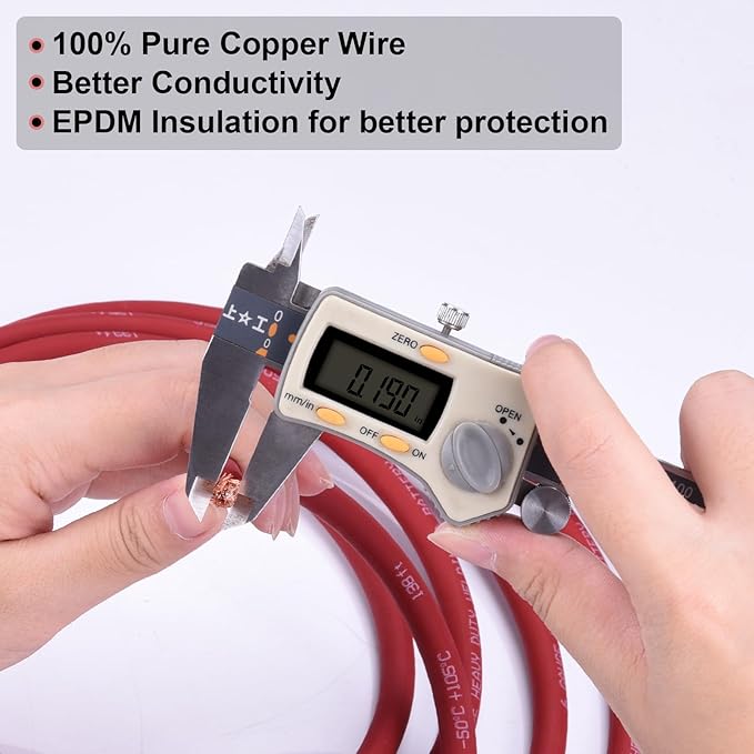 Shirbly 6 Gauge Battery Cable, 5FT Red + 5FT Black 6 AWG Pure Copper Wire Welding Cable, for Automotive, Battery, Solar and Generator, Standard USA OFC Wire
