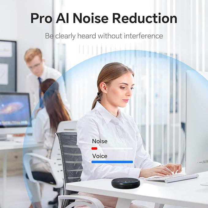 N newline Conference Speaker and Microphone, 2 Mics 360° Voice Pickup, AI Noise Reduction & Clear Calls, USB & Bluetooth Speakerphone, Up to 12H Call Time, for Small-to-Mid Meetings & Home Office