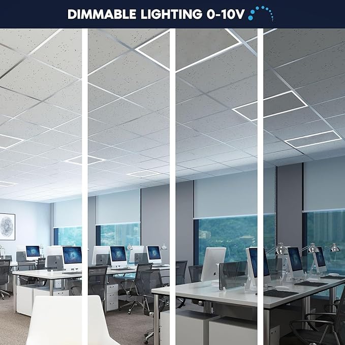 2x2 FT Edge-Lit Frame LED Panel Lights,5CCT Selectable 3000K-6500K, 2600/3900/5200LM,20W/30W/40W Switch Grid Drop Ceiling Lights,0-10V Dimmable,Damp Rated,100-277V,ETL Listed (2 x 4-4 Pack)