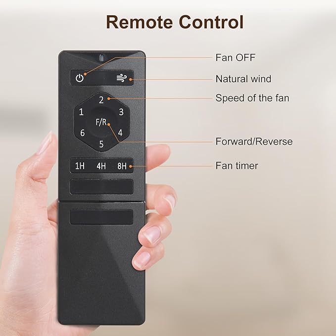 WINGBO 60 Inch Ceiling Fan without Light - 6 Plywood Blades, 6-Speed Reversible DC Motor, Noiseless Remote Control Ceiling Fan No Light for Bedroom Living Room Kitchen, Nickel and Silver/Gray