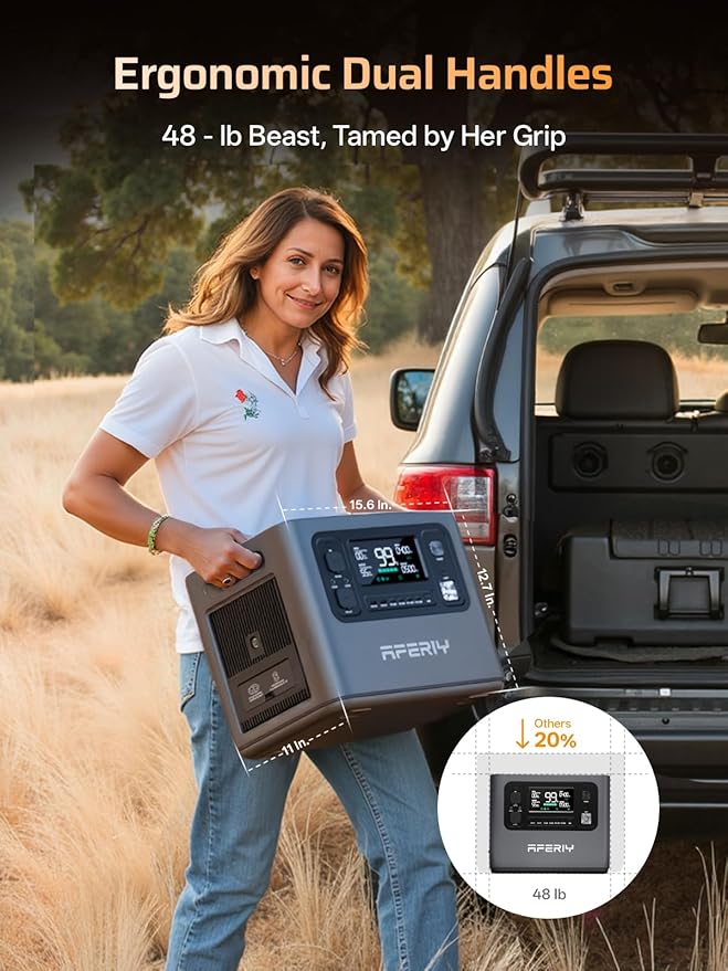 AFERIY P280 2800W Portable Power Station with 400W Solar Panel, 2048Wh LiFePO4 Battery,Expandable to 10kWh,1800W AC Charging Less 38 mins,UPS Solar Generator for Home Use,Power Outages,Camping,and RVs
