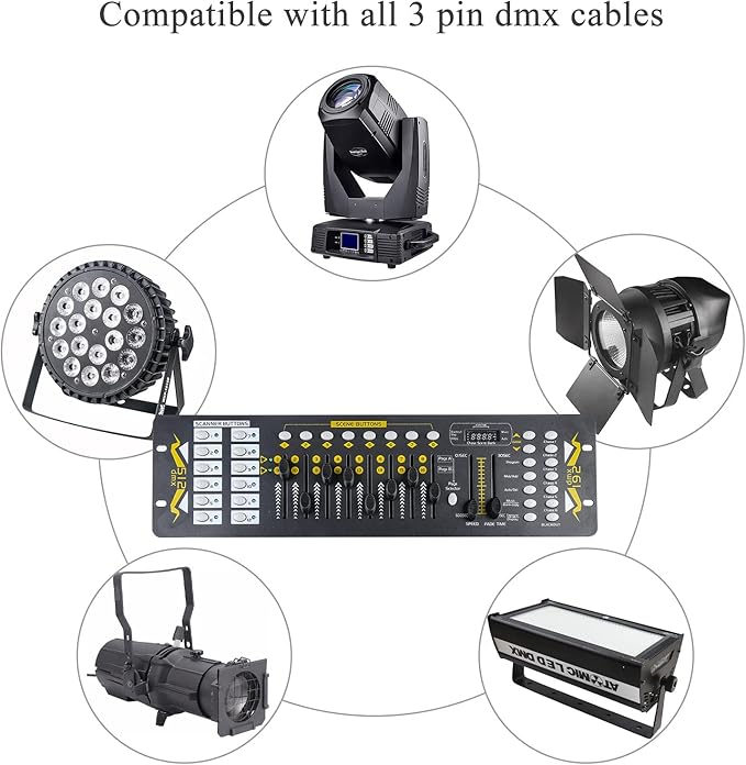 Dmx Controller 192 Channel Dmx Light Controller for Dj Lights, Dmx Controllers with XLR Cables Dmx 512 Controller, Dmx512 Lighting Controller Dmx Control Board for Stage Lights Dmx Console