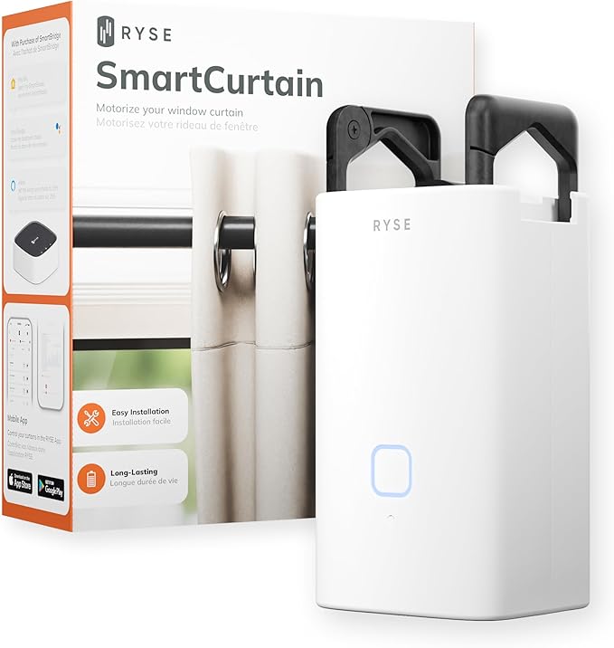 Ryse SmartCurtain | Motorized Curtain | Turn Current Curtains into Electric, Automated Drapes | Easy Install | Works with Existing Single or Double Curtain | Phone App Enabled | Charger Not Included