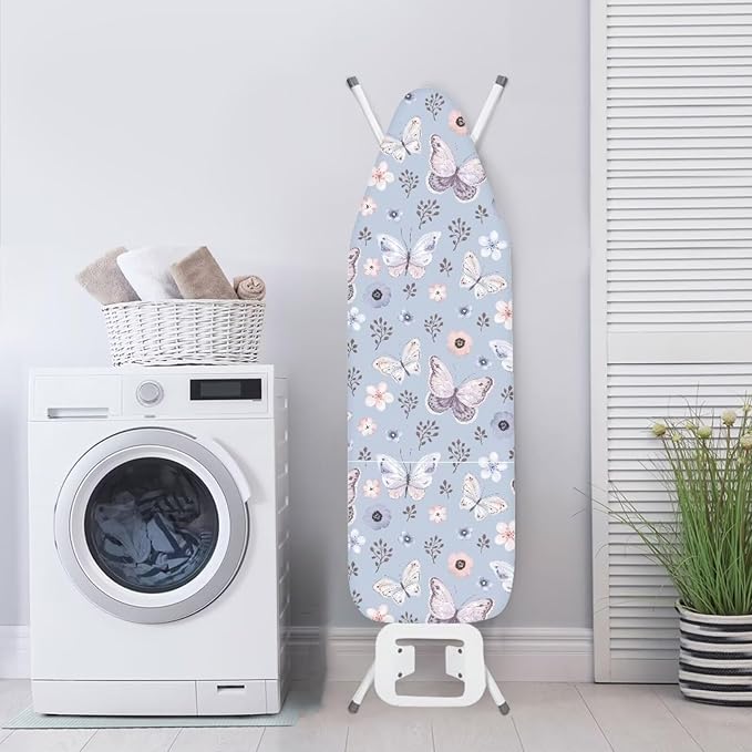 ZCFYGDX Butterfly Cherry Blossom Print Ironing Board Cover Decor - 15 x 48 inch Elastic Edge 3 Bottom Nylon Buckle Straps, Stain Resistant & Resistant Scorch, Easy Installation Cover