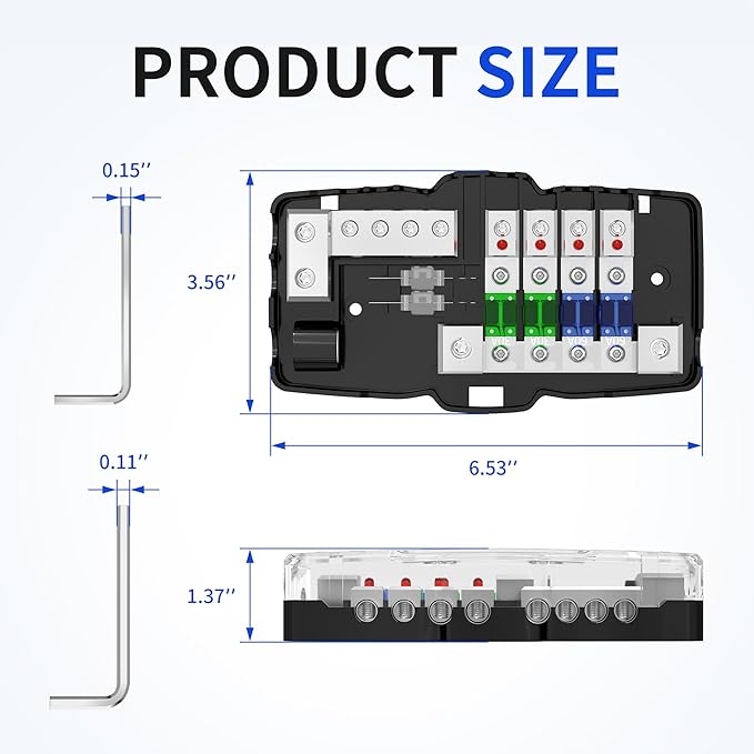 RVBOATPAT Fused Power Distribution Block Car Audio Fused Distribution Block 12V 0/4 Gauge 4 Way MIDI (Mini-ANL) Fuse Block for Auto Boat UTV Stereo Amp