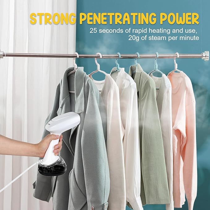 Rolipo Handheld Steamer for Clothes 1200W, Clothes Steamer with Large 360ml Water Tank, Fast Wrinkle Remover Portable Garment Steamer, Ideal for Home, Office, Travel, White