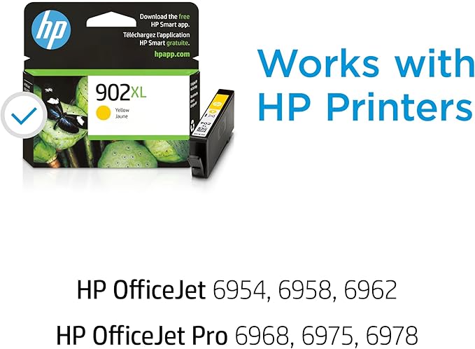 HP 902XL Yellow High-Yield Ink Cartridge | Works OfficeJet 6950, 6960 Series, OfficeJet Pro 6960, 6970 Series | Eligible for Instant Ink | T6M10AN