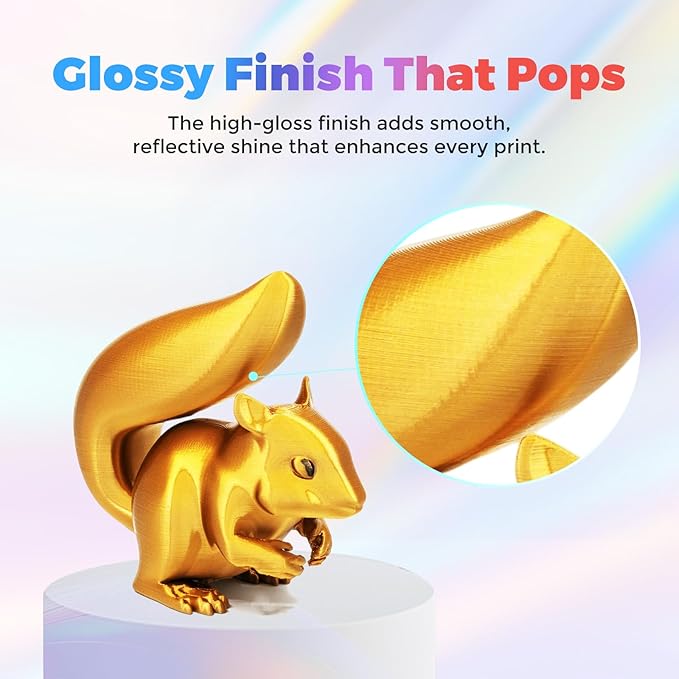 Flashforge 3D Printer Filament Silk PLA 1.75mm 1kg Spool-Dimensional Accuracy +/- 0.02mm (Gold)