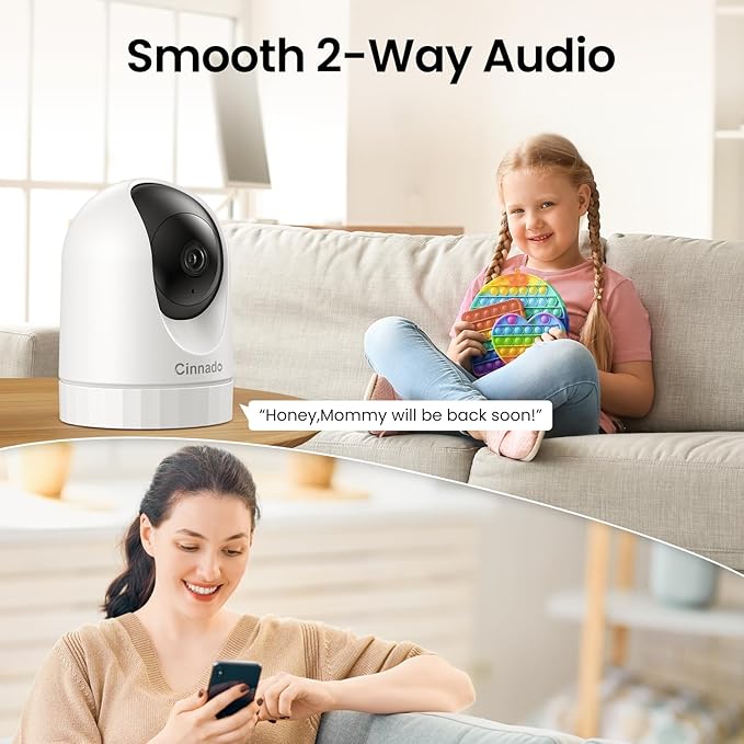 Cinnado 5MP Security Camera Indoor-5G/2.4G Dual WiFi Cameras for Home Security with Audio and Video Ideal for Pet/Nanny/Baby Monitor, 360 Auto Tracking, SD/Cloud Storage, Support Alexa/Google Home, D1
