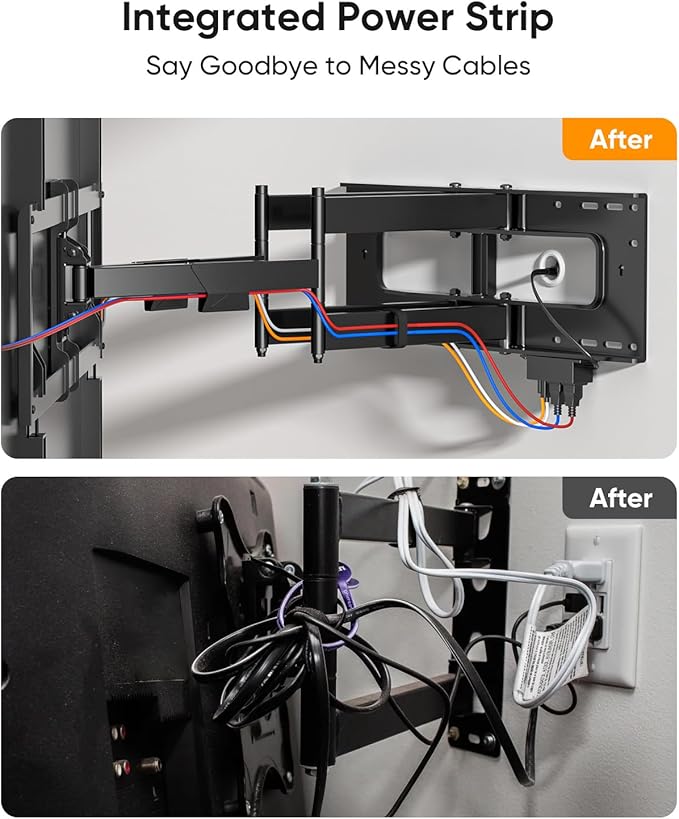 FORGING MOUNT Heavy Duty 98 100 inch TV Wall Mount with Power Strip for 50–100 Inch Large TVs up to 220 lbs,Full Motion TV Mount Bracket Smooth Swivel,Tilt,Extends,VESA 800x600mm,16”-24” Wood Studs