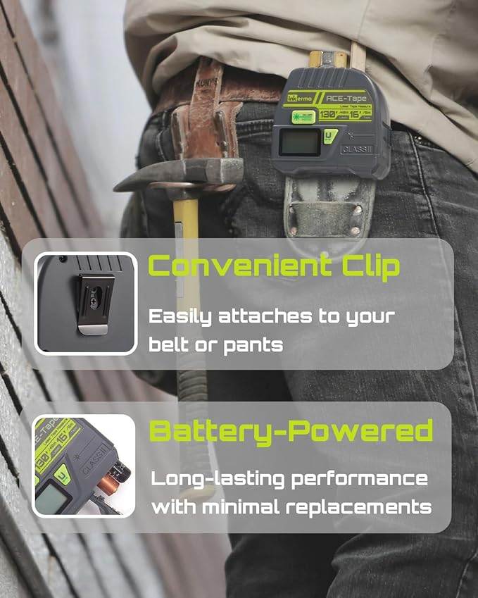 2-in-1 Laser Tape Measure, Inkerma 130Ft/40m Laser Measurement Tool & 16Ft/5m Measuring Tape, Digital Laser Tape Measure with M/in/Ft/Ft+in Units, LCD Display, Self-Locking Tape, Belt Clip
