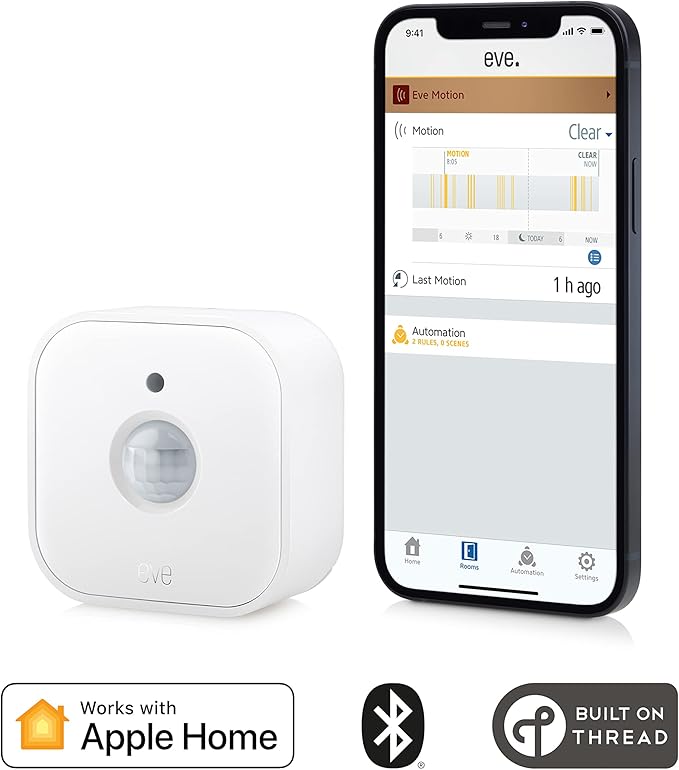 Eve Motion (Previous Version) - Smart Motion Sensor with Light Sensor, IPX3 Water Resistance, Automatic Activation of Lights and Devices, Thread