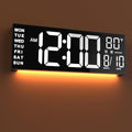 JALL 16" Large Digital Wall Mount Clock, Count Down Timer, Alarm, Big LED, DST, Temperature for Living Room Classroom Desk, Xmas, Birthday Gift for Senior Men Women Mom Dad, White