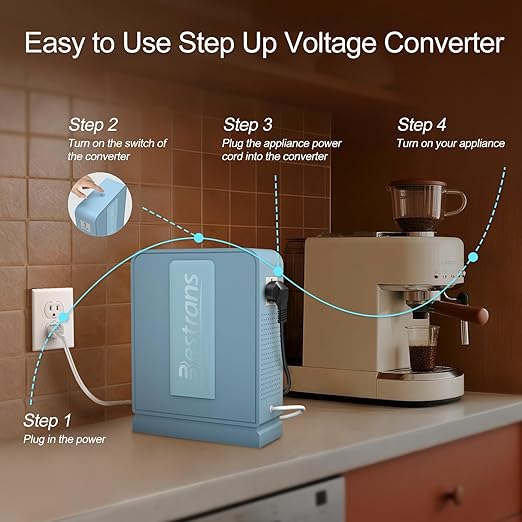 BESTRANS 2000W Step Up Transformer 110v to 220v Converter, Heavy Duty Voltage Converter 110v-120v to 220v-240v with Dual Outlets, Overload Protection & Ultra-Quiet for Home Appliances, Light Blue
