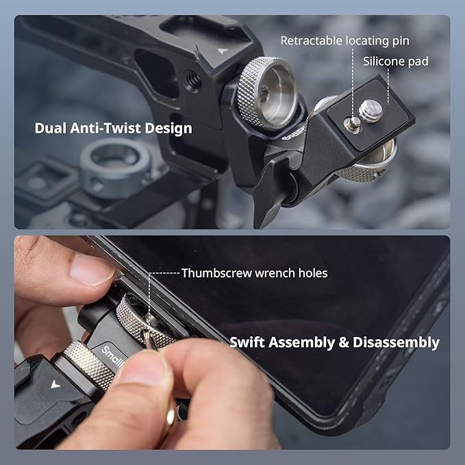 SMALLRIG Top Handle with Monitor Mount Kit, with 3/8"-16 Locating Holes for ARRI, 1/4"-20 Threaded Hole, 5 Built-in Cold Shoe, 360° Swivel and 180° Tilt Adjustable, Anti-Twist Design - 5323