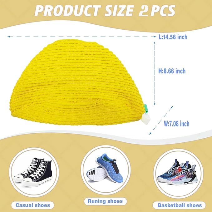 Shoes Washing Bag for Washing Machine, Reusable Laundry Shoe Bag For Washer And Dryer, Shoe Cleaning Washing Bag for All Shoe Types And Sizes (2 PCS - Yellow)