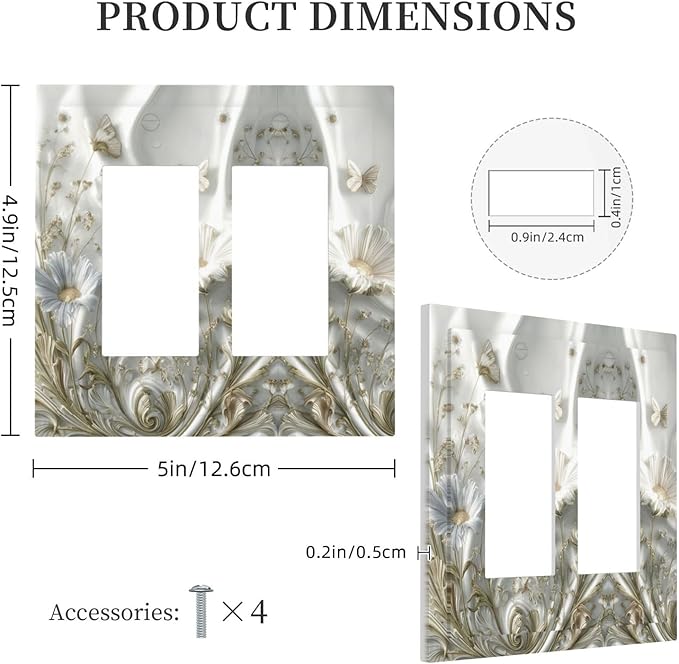 Bvtewkhz Boho Floral Wild Flower 2 Gang Double Rocker Decorative Light Switch Covers Electrical Faceplate Switch Plates for Bathroom Kitchen Home