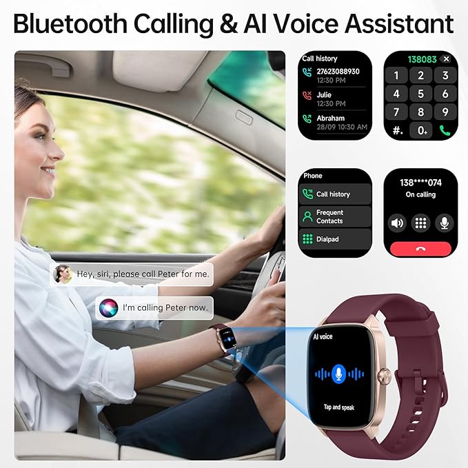 Smart Watches for Women Men with Bluetooth Call & AI Voice, 1.85" HD Fitness Tracker with Heart Rate SpO2 Sleep Monitor, 100+ Sports Modes,Mini Games, IP68 Waterproof Smartwatch for Android iOS Phones