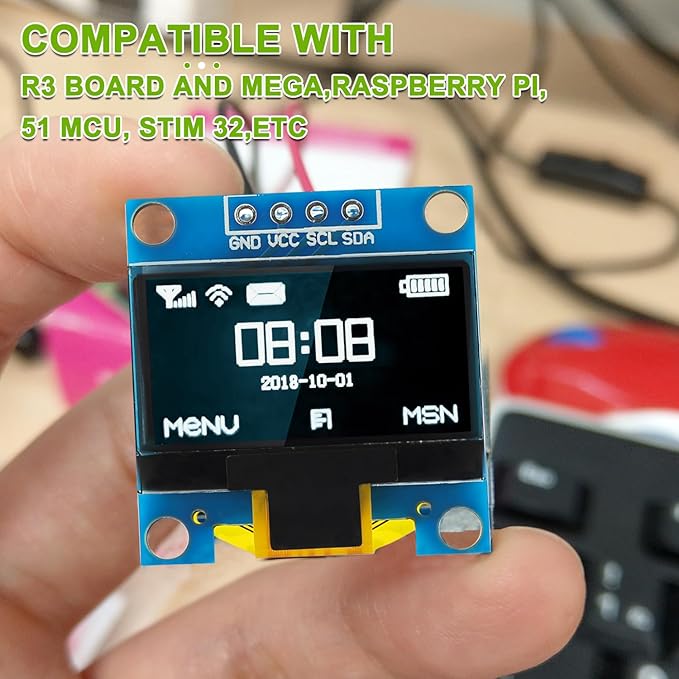 EPLZON 5 Pack 0.96 inch OLED IIC Display Module 128x64 Pixel Mini Self-Luminous Display Screen Board for Arduino Projects Raspberry Pi with Wire(White)