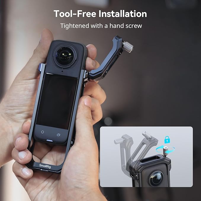 SMALLRIG Cage for Insta360 X4, Aluminum Protective Case for Insta 360 X4 with Silicone Lens Cover, Built-in Cold Shoe and 1/4"-20 Anti-Deflection Threaded Hole - 4278