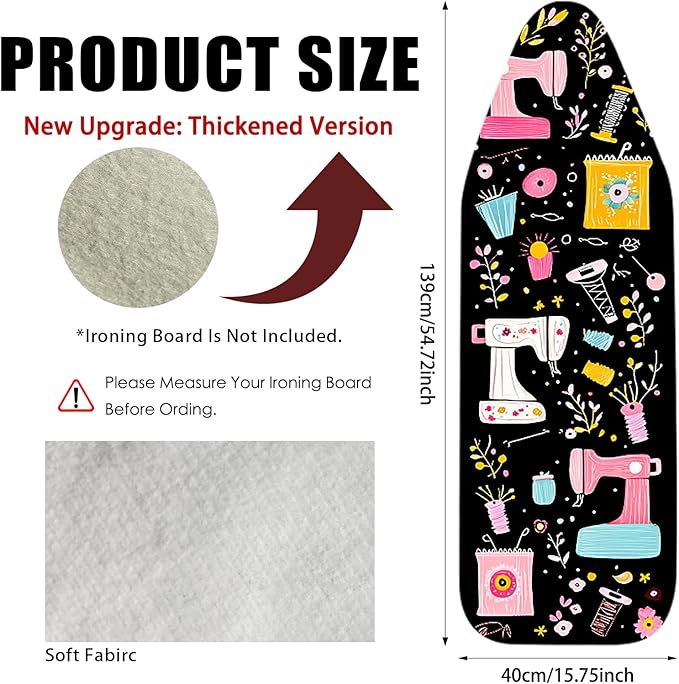 Nuxovilar Ironing Board Cover Needle Cotton 15x54 Inches | Ironing Board Cover and Pad Durable Needle Cotton for Home, Laundry Room, Bedroom Use