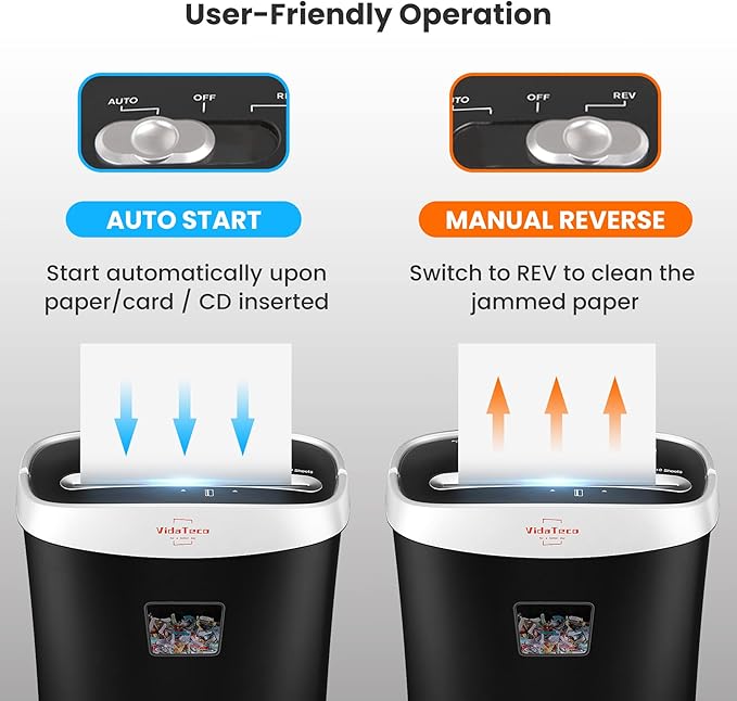 VidaTeco Paper Shredder for Home Office10-Sheet Cross-Cut Shredder with US Patented Cutter,Also Shreds Card/CD/Clip,Paper Shredding Machine for Home Use Heavy Duty with Jam Proof,3.9-Gallon Bin