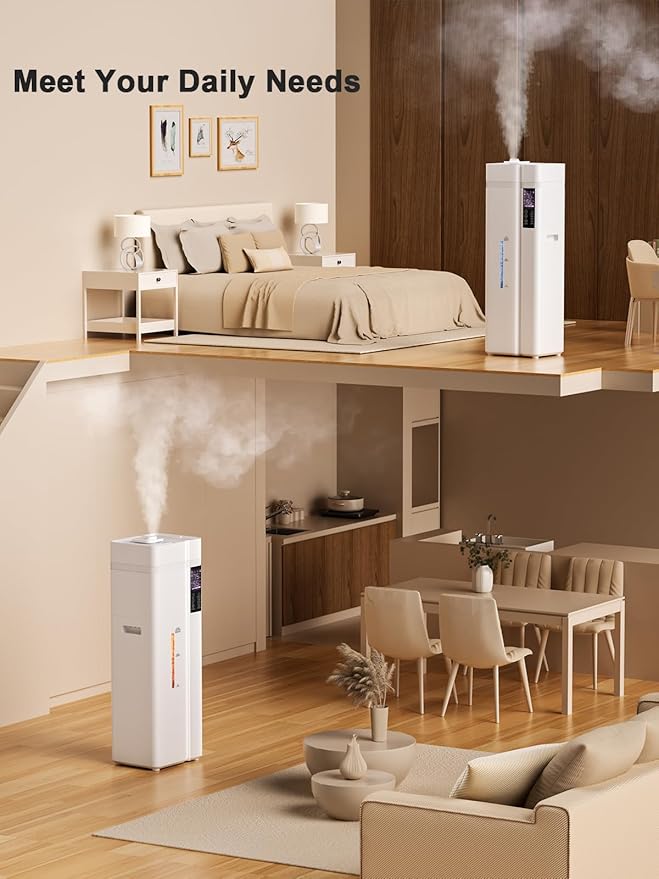 Zeova 13L/3.4Gal Humidifiers for Bedroom, Ultrasonic Warm & Cool Mist Humidifier Large Room, Covers 800ft², 72H Runtime, 24H Timer, 3 Mist Modes Top Fill Quiet Humidifiers for Home, Office, White