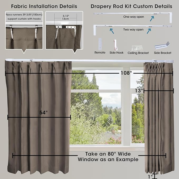 SmartWings Automatic Curtain Opener with Drapery, Motorized Vertical Blinds with Remote, Electric Closet Doors Sliding Panels Compatible with Alexa Google Homekit, 90% Blackout Coconut Brown