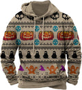 Halloween Hoodie Men Graphic Pumpkin Ghost Printed Sweatshirt Casual Trendy Long Sleeve Halloween Hooded Tops with Pockets