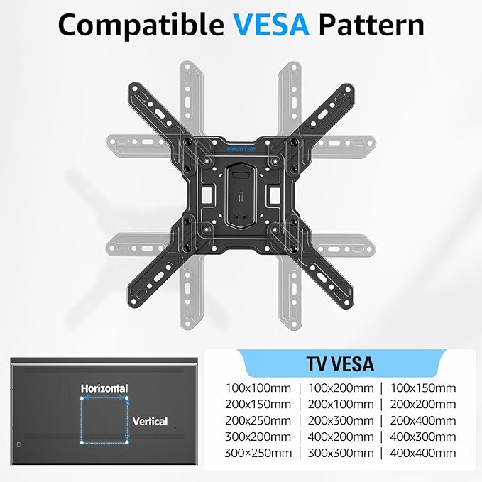 MOUNTUP Ultra Slim Full Motion TV Wall Mount, 1.3" Thin Low Profile TV Bracket for 26-60" LED OLED QLED TVs,Smooth Swivel Tilt Extension,Max Vesa 400x400mm,Up to 88lbs,Fits Single 12" 16" Studs,MU0062