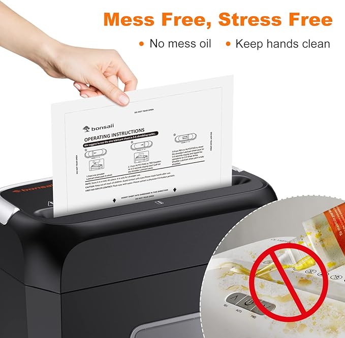 Bonsaii Paper Shredder Lubricant Sheets, 24-Pack (8.4 x 5.9 inch/Piece)