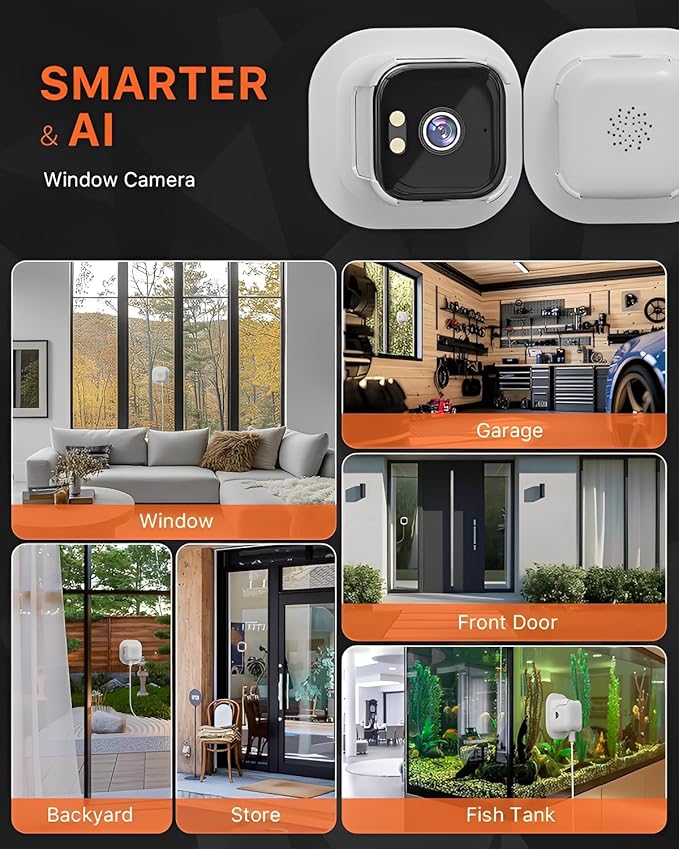 ciciglow 2K Window Camera, 2.4GHz & 5GHz WiFi Indoor Camera for Home Security, with AI Full Color Night Vision, PIR Motion Detection, Anti Glare
