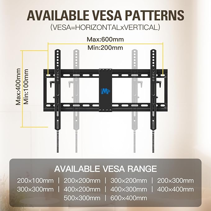 Mounting Dream UL Listed Advanced Tilt TV Wall Mount for Most 42-90 Inch TVs, TV Bracket with Full Tilt Extension up to 7", Fits 16", 18", 24" Studs, Max VESA 600x400mm and 120LBS MD2104
