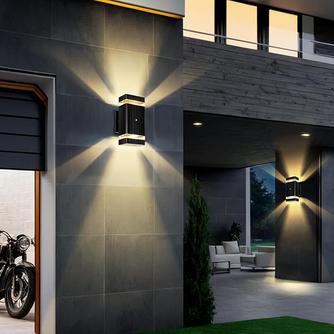 MZLITI Dusk to Dawn Outdoor Lighting 2Pack, 3000K Warm White Outdoor Wall Lights, Up and Down Porch Lights, Waterproof Outdoor Lights for House Hallway Garden Corridor