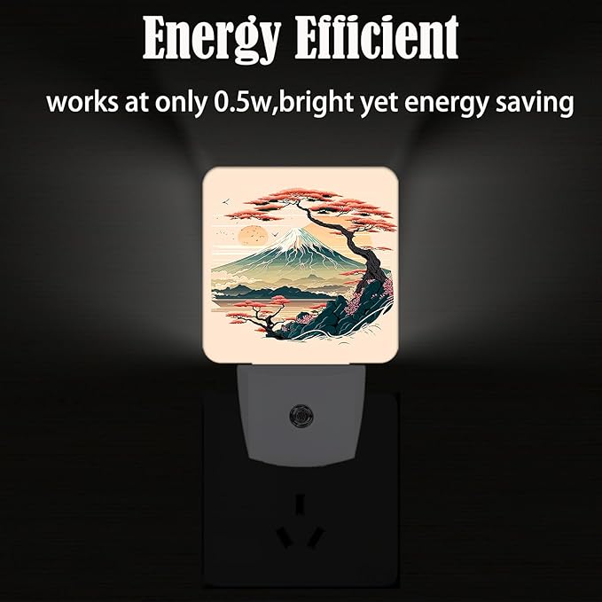 FSHVQKD Mount Fuji Night Light,Plug-in Night Lights with Dusk to Dawn Sensor for Stairway,Hallway,Bedroom Sleep Friendly Ideal for Women/Girls/Boys Gift,0.5w