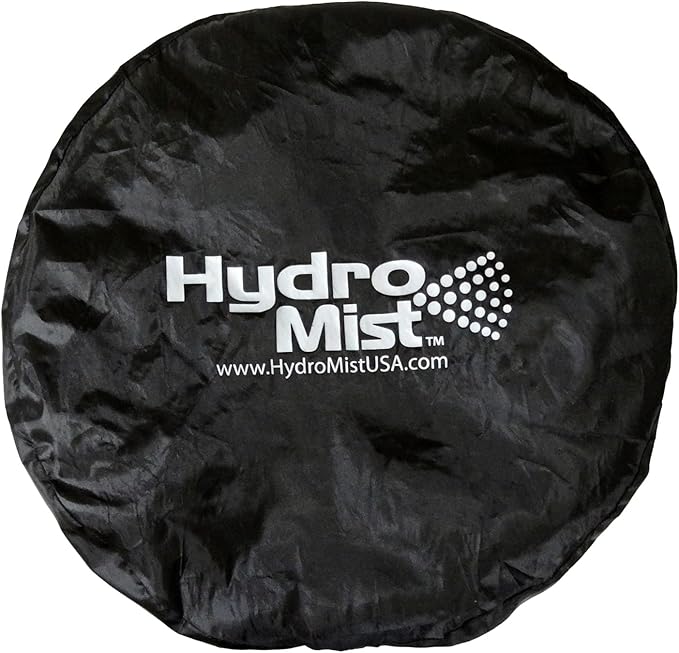 HydroMist Oscillating Wall Mounted Outdoor-Rated Fan, 3-Speed Cord Control, Hard Resin Mold-Resistant Fan Blade with Mounting Bracket and Black Vinyl Cover, Very Quiet Running, 18”, Dark Brown