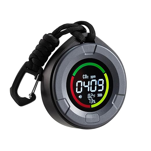 VEVOR Carbon Dioxide Monitor, CO2 Controller with Temperature and Humidity Display, NDIR Sensor Carbon Dioxide Detector, for Outdoors, Home, Office, Car, Lightweight & Portable