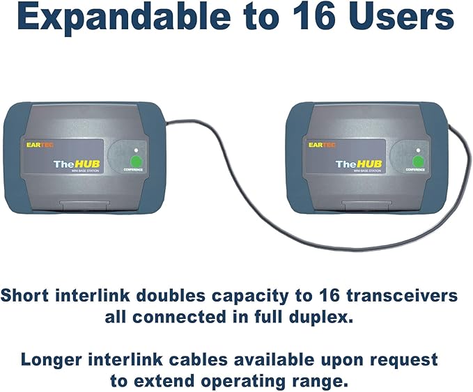 EARTEC HUB8D Ultralite-HD 8 Person Full Duplex Wireless Intercom Headset Communication System, Dual Ear Headsets, Up to 1000ft Range, U.S. Company
