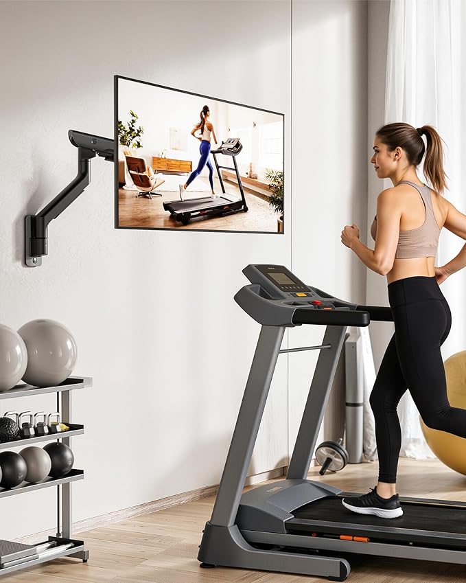 monTEK Heavy-Duty Single Monitor Wall Mount for 17-57” Ultrawide Screens up to 59.4lbs, Premium Aluminum Wall Mount Monitor Arm with Full Motion Adjustment, Pneumatic Lift, Max VESA 100x100