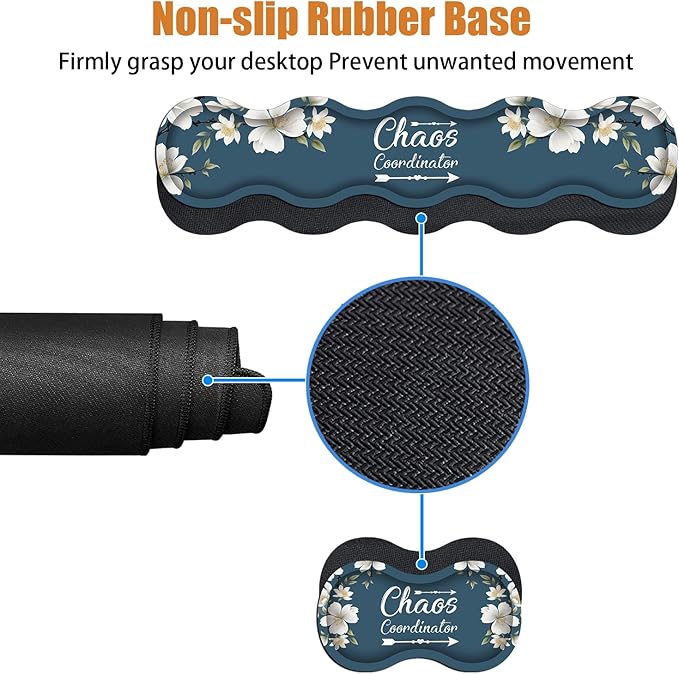 4 in 1 Ergonomic Keyboard Wrist Rest & Mouse Pad Wrist Rest Set, Large XXL Gaming Desk Mat 31.5"x 11.8" with Non-Slip Base, Memory Foam for Home Office Study Gaming, Floral Quote Chaos Coordinator