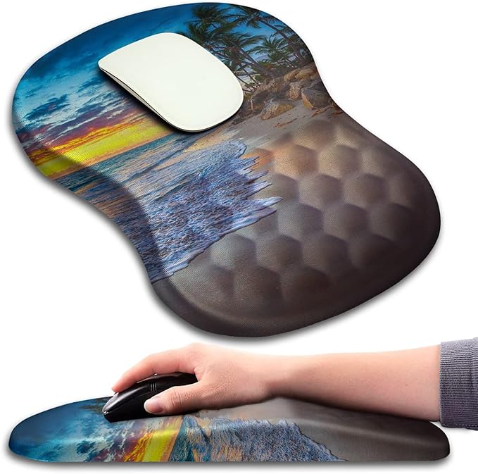 KUOSGM Mouse Pad Wrist Support, Ergonomic Mouse Pad with Massage Dot, Comfortable Computer Mouse Pad for Laptop, Wrist Rest Pain Relief Mousepad with Non-Slip PU Base for Office & Home, 12 x 8 in