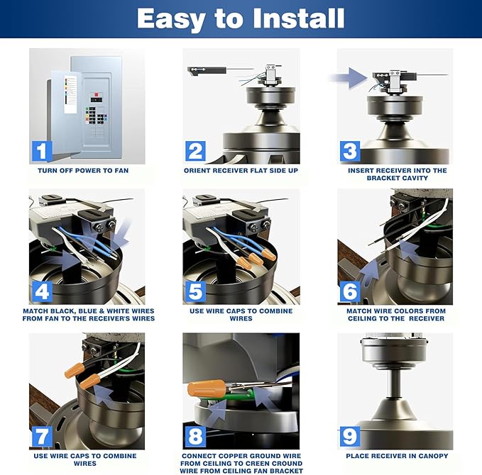 Universal Ceiling Fan Remote Control Kit Replacement for Harbor Breeze Hampton Bay Litex Hunter, 3-Speed Light Control with FAN28R Receiver, Replace FAN-53T 2AAZPFAN53T KUJCE9103 UC7030T 11T