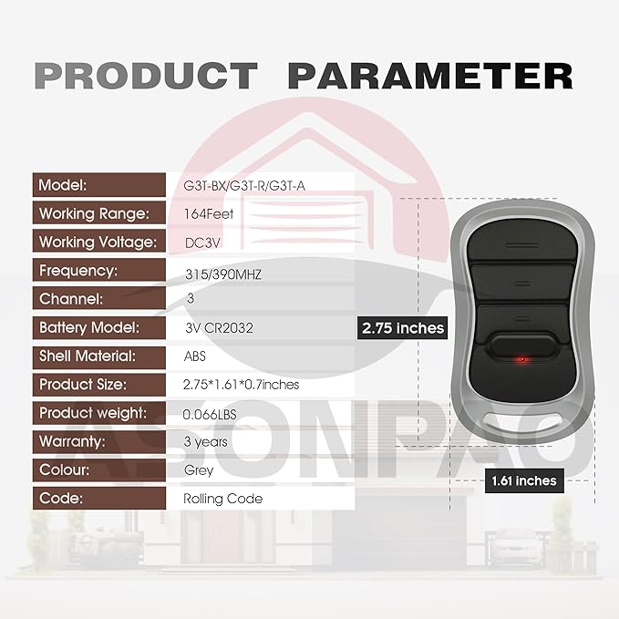 2 for Genie Garage Door Opener Remote G3T-A G3T-R G3T-BX Intellicode【10-Years-Warranty】