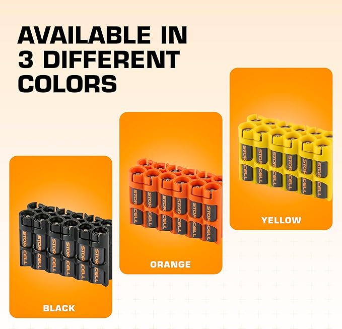 Storacell AAA-12 Battery Storage Caddy and Dispenser (Pack of 2), Yellow, Holds 12 AAA Batteries (Not Included), Durable & Compact Design, The Original Battery Caddy, Made in The USA