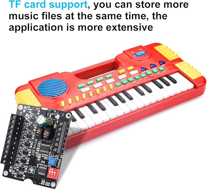 1 Pc 60W Voice Playback Module Support TF Card(32GB Max), PEMENOL DC 9-24V Sound Module Music Player Voice Broadcast Device Support Sound and Light Alarm for Home Alarm Voice Broadcast Module