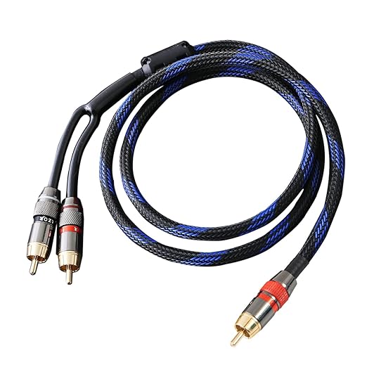 Diaianyfi Audiophile RCA to 2RCA Subwoofer Cable,1 RCA Male to 2 RCA Male Audio Cable RCA Y-Adapter,Oxygen-Free Copper,Nylon Braided Jacket (16.5ft)